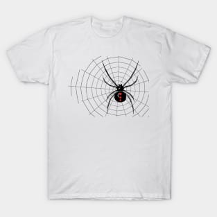 Black Widow Spider With Web T-Shirt